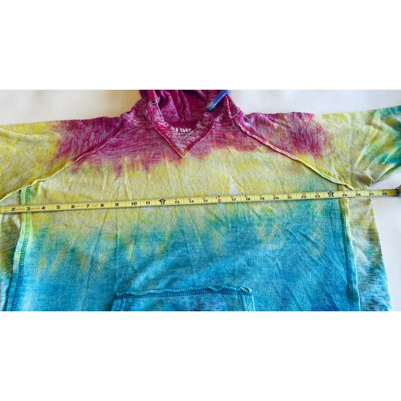 Koloa Surf Company Tie Dye Sweatshirt Rainbow V-Neck Burnout Hoodie Unisex XL - Picture 7 of 8